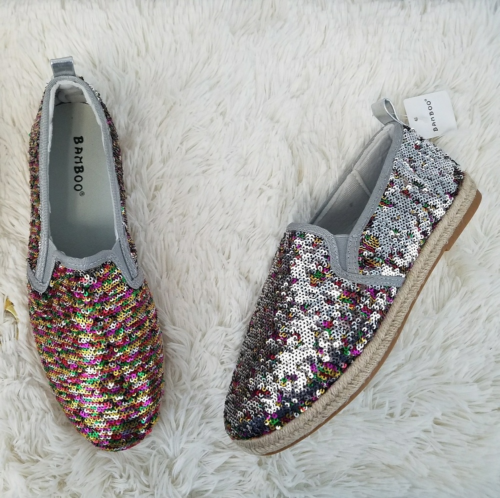 Colourful Sequins Slip-on Espadrille Flats